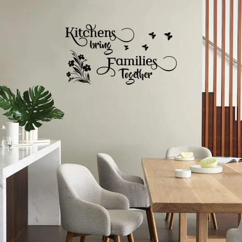 Vista 5 de Cocinas unen a las familias de la cocina, pegatinas de decoración de pared de vinilo, mural de decoración del hogar, citas