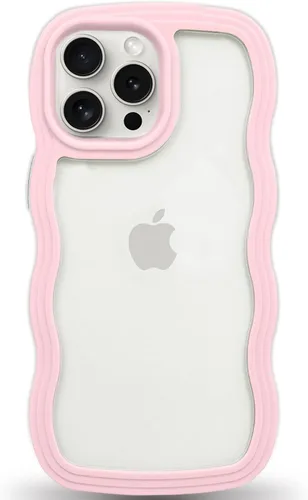 Vista 111 de Anuck Funda para iPhone 13 Pro con borde ondulado, diseño trasero transparente, agarre antideslizante, forma de marco rizado ondulado, a prueba