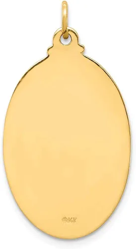 Vista 4 de Colgante de oro amarillo de 14 quilates macizo y mediano ovalado patrón católico San Cristóbal acabado mate cepillado