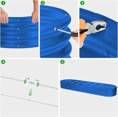 Vista 4 de Land Guard Kit de cama de jardín elevada galvanizada de 8 x 2 x 1 pies, cajas de jardín elevadas de capacidad de 108 galones para exteriores, camas