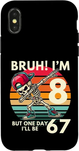 Vista 5 de Bruh I'm 8 But One-Day I'll Be 67 Retro 8th Birthday Kids Case for iPhone XR