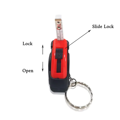Vista 3 de Cinta métrica retráctil de 3.3 ft/3 pies, mini llavero métrico / cinta métrica de pulgadas, regla de cinta portátil con bloqueo deslizante estable