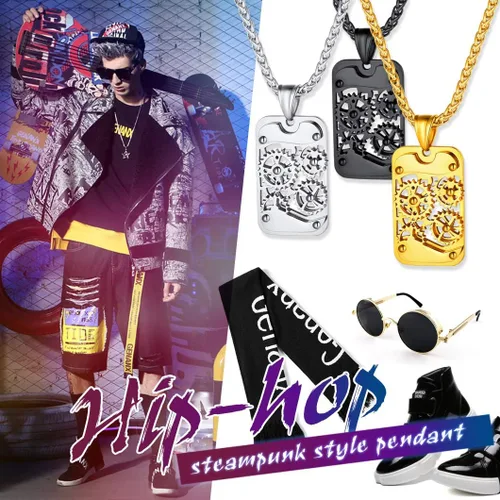 Vista 3 de Richsteel - Placa de identificación estilo Hip Hop militar para collar, fibra de carbón, colgante de bibliabala, para mujeres y hombres joya