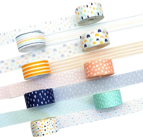 Vista 3 de David accessories Cinta de grogrén de gota de agua de 1 pulgada de ancho x 40 yardas en total, 8 rollos de 5 yardas para bricolaje hecha a mano