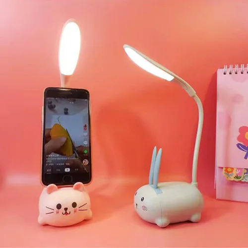 Vista 2 de Lámpara LED para Niños, Mini Lámpara de Gato para Mesa, Luz Nocturna LED Portátil, Linda Lámpara de Escritorio, Luz de Lectura Recargable por USB