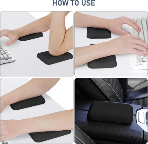 Vista 5 de Leolee Almohadillas ergonómicas negras con espuma viscoelástica y base antideslizante, para aliviar el dolor de codo y muñeca para computadora