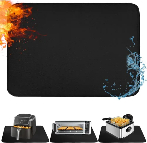 Vista 11 de Alfombrilla resistente al calor para freidora de aire, freidora profunda, horno, almohadillas calientes negras de 12 x 14 pulgadas para protector