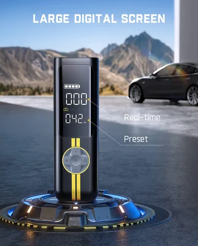 Vista 5 de Fanttik Inflador de neumáticos X8 APEX EV y adaptador de coche de carga rápida de doble puerto de 65 W