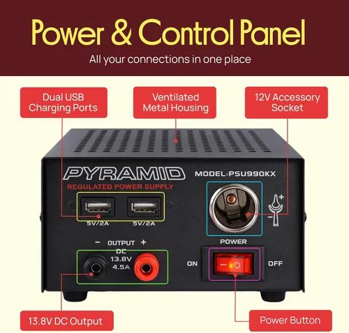 Vista 7 de Fuente de alimentación universal compacta de banco - Convertidor regulado de 7 amperios para laboratorio doméstico AC-DC para radio CB, HAM