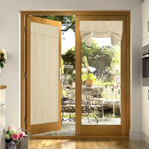 Vista 14 de NICETOWN Cortinas de puerta francesa para ventana, oscurecimiento de la habitación, cortinas de privacidad con aislamiento térmico para cocina Angora