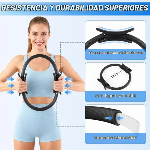Vista 5 de GINMIC Kit de pilates, equipo de pilates para entrenamientos en casa, conjunto de pilates en casa con accesorios completos: anillo de pilates