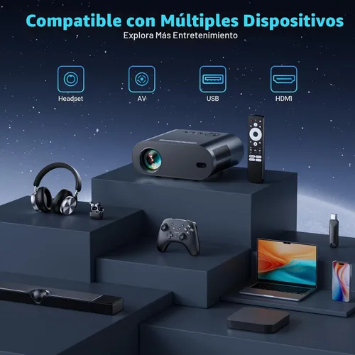 Vista 8 de [Google TV/control de voz] Proyector inteligente GooDee 4K UHD con WiFi y Bluetooth, proyector de películas portátil aplicable a Prime Video