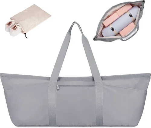 Vista 9 de Bolsa grande para esterilla de yoga con compartimento para zapatos y bolsillo impermeable, bolsa de gimnasio para pilates con soporte para esterilla
