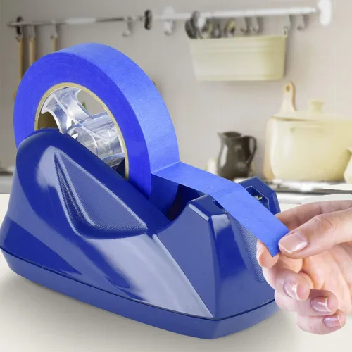 Vista 4 de Acrimet Dispensador de cinta de escritorio premium, plástico, base antideslizante (resistente) (color azul oscuro) Heavyweight non-slip base for