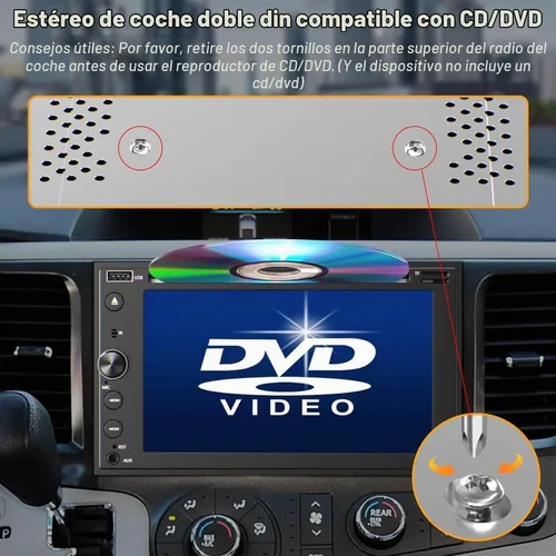 Vista 2 de Adapter-Universe - Estéreo de auto de doble DIN con Carplay y Android Auto, radio de coche de 7 pulgadas con reproductor de CD/DVD compatible