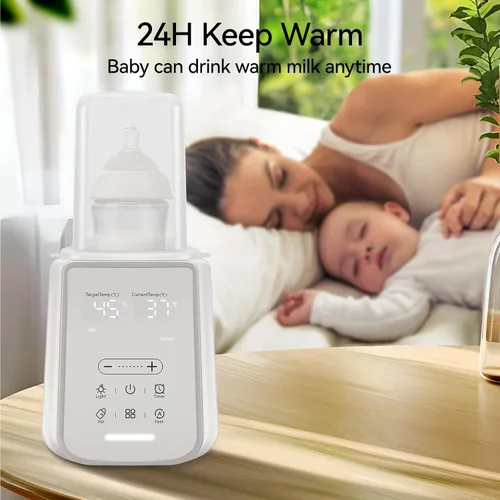 Vista 6 de Calentador de biberones para leche materna con temporizador y luz nocturna, calentador de leche 11 en 1 para biberones, mantiene el calor 48 horas