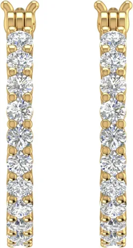 Vista 2 de Aretes de aro de diamantes naturales de 14 a 34 quilates en oro de 10 quilates o en platino