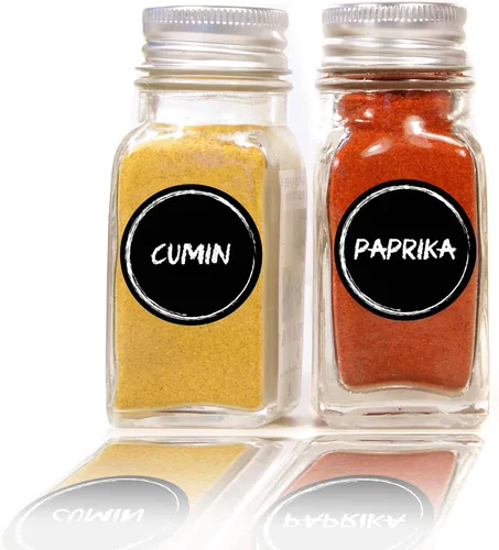 Vista 8 de Lovable Labels Etiquetas para tarros de especias de pizarra – 200 preimpresas + 25 calcomanías en blanco para escribir aptas para lavavajillas e
