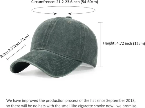 Vista 5 de HH HOFNEN Gorra de béisbol de algodón de sarga lavada y desgastada, vintage, ajustable, para hombre y mujer