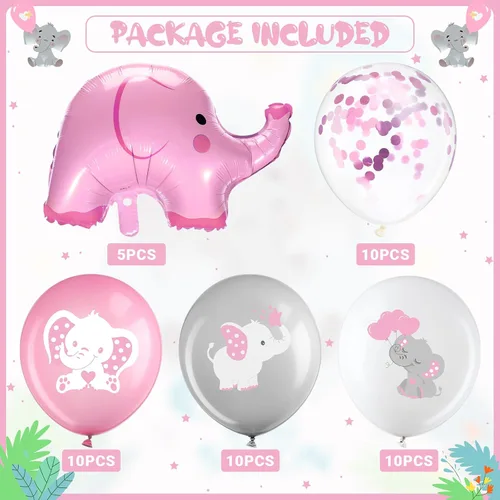 Vista 2 de Aoriher 45 globos de elefante de 12 pulgadas, globo de elefante para baby shower, para bebés, niños y niñas, revelación de género, suministros