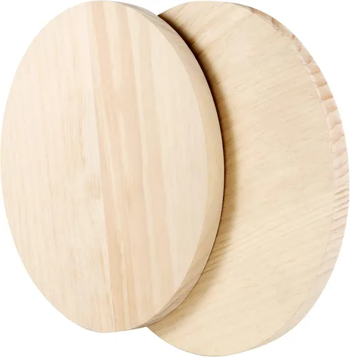 Vista 4 de FUNSUEI Paquete de 3 placas redondas de madera de 12 pulgadas, placa circular de madera sin terminar de 3/4 pulgadas de grosor para proyectos