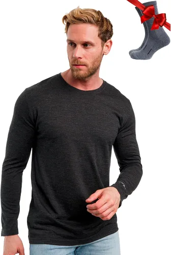 Vista 32 de 100% Merino Wool Base Layer Mens - Long Sleeve Thermal Shirts with Socks .320 negro
