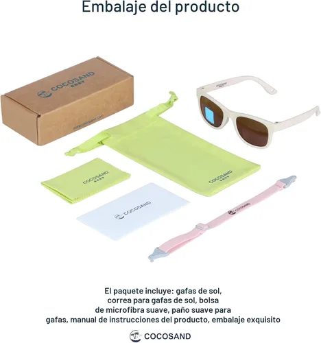 Vista 2 de COCOSAND Flexible Polarized Baby Sunglasses with Strap Beige