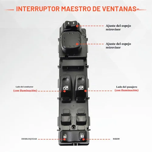 Vista 5 de 15883318 Interruptor de control de ventana del lado del conductor Compatible con 2003-2006 Chevrolet Silverado 1500 2500 3500, 03-06 GMC Yukon
