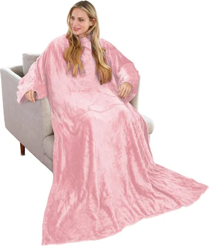 Vista 9 de Solaris Manta Vestible de Viaje con Mangas, 2 en 1, Manta de Almohada de Avión Plegable para Adultos, Mujeres y Hombres, Manta Corporal Suave