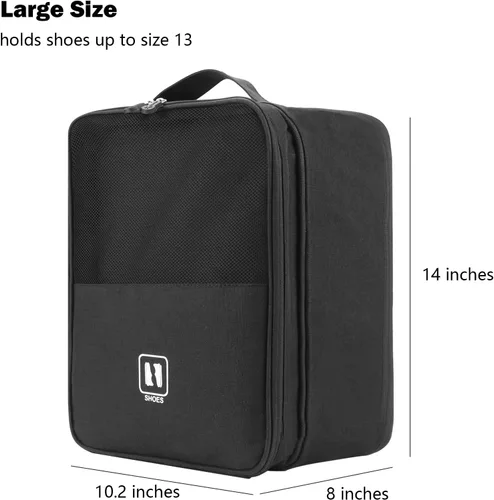 Vista 4 de IMCUZUR Shoe Bag for Travel, Shoes Packing Organizer Bag for Women and Men, Holds Shoes up to Size 13 (Black)