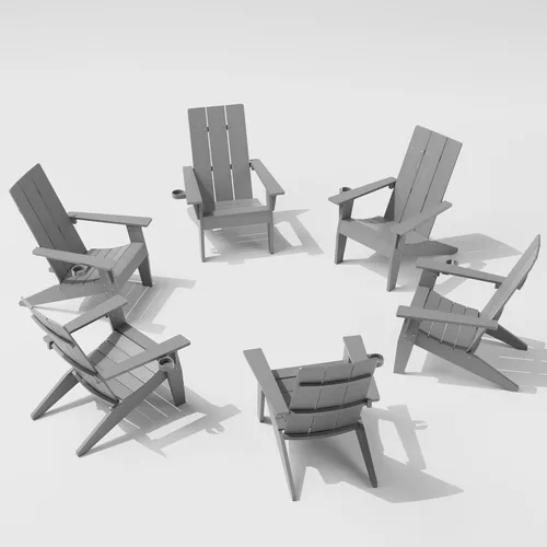 Vista 20 de MXIMU Silla Adirondack moderna resistente a la intemperie con portavasos, sillas de gran tamaño para hogueras Adorondic de plástico al aire libre