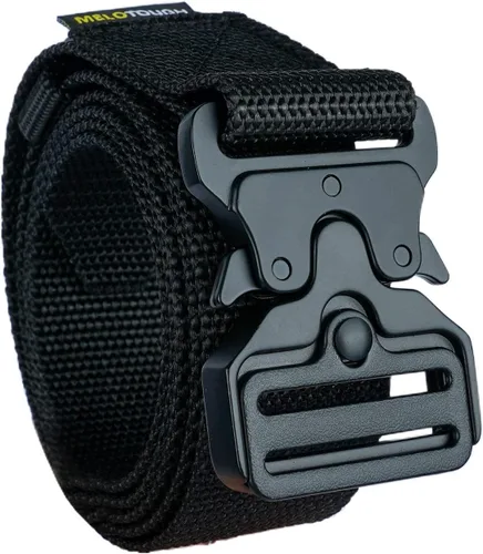 Vista 13 de MELOTOUGH Cinturón de red con hebilla para herramientas, cinturón de 2 pulgadas de ancho, estilo simple negro para carpinteros y contratistas