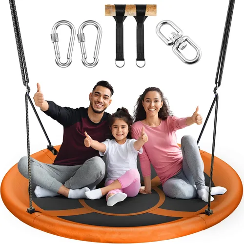 Vista 9 de Everyfun Columpio de Árbol Tipo Platillo Volador de 43" para Niños y Adultos, Capacidad de Peso de 700 libras, Columpio Platillo Volador Impermeable