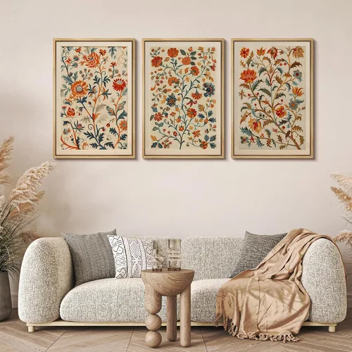 Vista 101 de MUDECOR Lienzo enmarcado para pared, juego de arte de acuarela pastel, bosque de pinos, naturaleza silvestre, ilustraciones modernas, decorativas