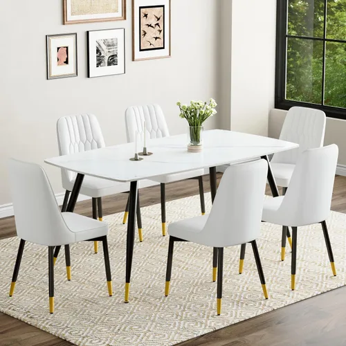 Vista 73 de Juego de 4 mesas de comedor negras para mesa de comedor de 4,50 pulgadas para 4, sillas de cocina de piedra sinterizada, fácil de montar, adecuado