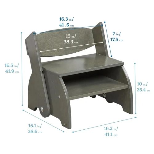Vista 2 de ECR4Kids Taburete y silla multiusos Flip-Flop, muebles para niños, gris lavado