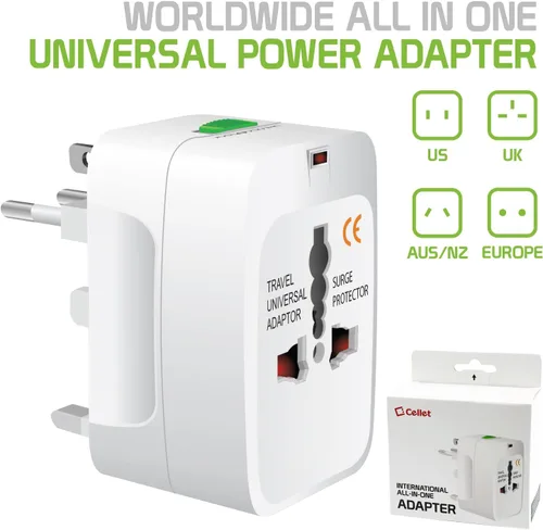 Vista 9 de Adaptador de viaje, universal todo en uno en todo el mundo convertidor de enchufe de viaje internacional-EE. UU. UE AUS/NZ Reino Unido Europa Asia
