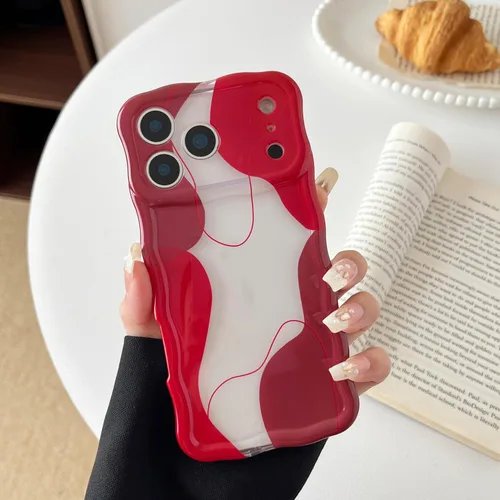 Vista 47 de DEFBSC Funda para iPhone 15 con bonito diseño ondulado, color negro