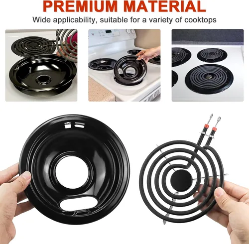 Vista 5 de W10290350 W10290353 Bandejas de goteo de quemador de porcelana negra de AMI PARTS - Reemplazo para estufa eléctrica de Whirlpool - Incluye 2