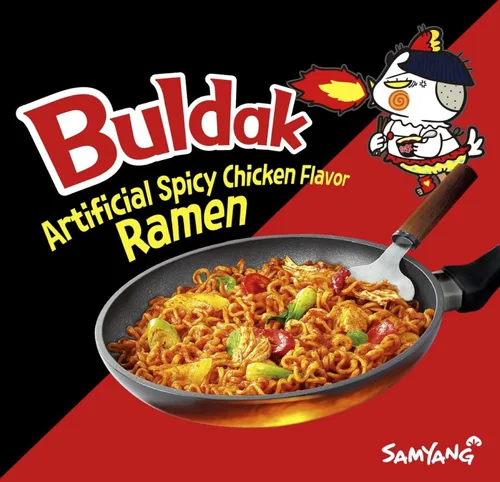 Vista 6 de Samyang - Fideos asados de ramen de pollo picante, Buldak sabor a pollo picante artificial, 4.94 onzas (5 paquetes), color negro
