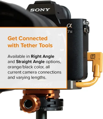 Vista 4 de Tether Tools TetherPro - Cable USB 3.0 a Micro-B en ángulo recto para transferencia rápida y conexión entre cámara y computadora Naranja de alta