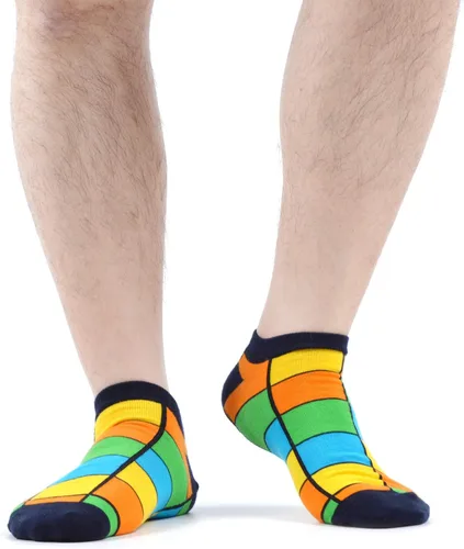 Vista 4 de WeciBor Calcetines tobilleros de algodón peinado casual novedosos y coloridos para hombre