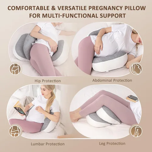 Vista 6 de Chilling Home Almohada de embarazo para dormir portátil, almohada de maternidad para dormir de lado, almohada de cuña de viaje, almohada corporal