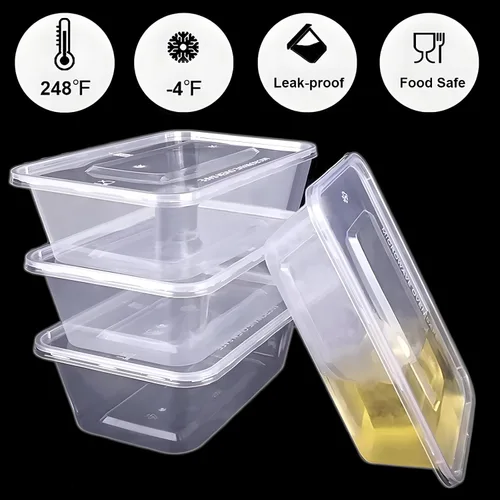 Vista 8 de Tosnail Paquete de 50 recipientes de plástico para almacenamiento de alimentos de 25 onzas con tapas, recipientes para preparación de comidas