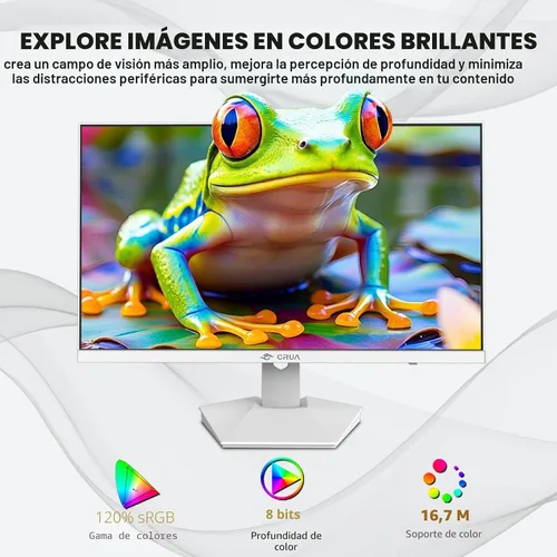 Vista 4 de CRUA 27" 4K UHD 60Hz IPS Computer Monitor, Type-C, FreeSync, Speakers,White