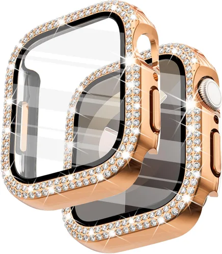 Vista 44 de Surace - Carcasa de 1.49 pulgadas compatible con Apple Watch con protector de pantalla, caja protectora general con diseño de diamantes brillantes