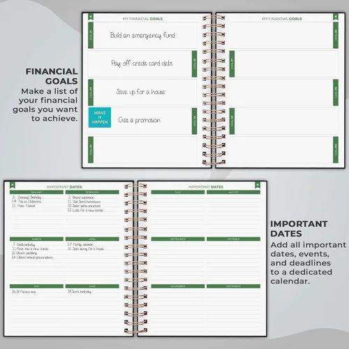 Vista 3 de Clever Fox Planificador de presupuesto: libro de finanzas en espiral, diario financiero mensual, organizador de presupuestos y cuaderno de Negro