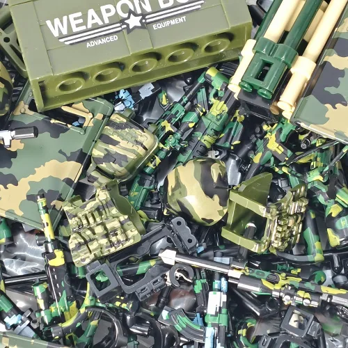 Vista 2 de 390+ Piezas Paquete de Armas Militares Juguetes de Bloques de Construcción Conjunto de Armas del Ejército Conjunto de Equipo de Soldado Kits
