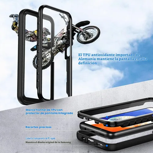 Vista 3 de seacosmo Diseñada para funda de teléfono Galaxy A14 5G, cubierta de cuerpo completo a prueba de golpes, con protector de pantalla integrado, funda