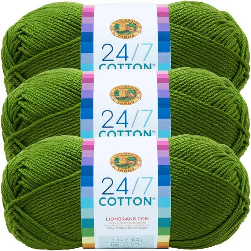 Vista 12 de Lion Brand Yarn - Hilo ligero 24/7 de algodón para tejer, hacer ganchillo y manualidades, Ámbar, paquete de 1 Light Worsted 100% Mercerized Cotton